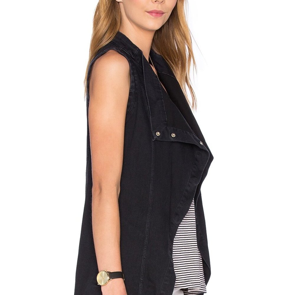 Rare NWT Fine by Superfine Black denim Raven Vest‎ - Picture 3 of 12